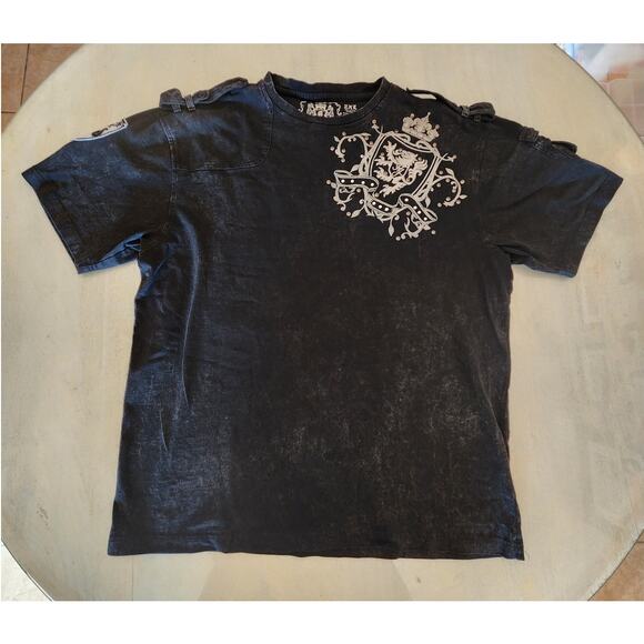 Kanji Men's T-Shirt SZ 2XL Embroidery Studs Y2K - Picture 1 of 8